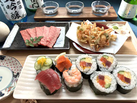 Nagoya: Wagyu Beef, Tempura & Sushi Roll Making with Sake Tasting