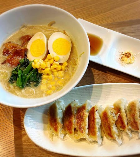 Ramen (Homemade Miso) and gyoza, Japanese Sweets and Matcha(Tea ceremony)one lesson per group (alone, with your parter, friends, family, etc.) \r\n(halal/vegan acceptable)\r\n