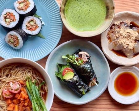 Ultimate Vegan Japanese Cooking: Sushi, Ramen & Matcha Experience ,Casual Tea Ceremony ,Small Group Lessons (Alone, with Your Partner, Friends, Family, etc)