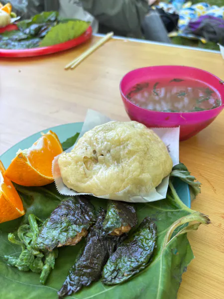 Hiking and exploring Japanese wild plants, and making steamed buns using wild plants.