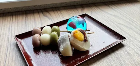 MATCHA late and 3colors dango、DAIFUKU
