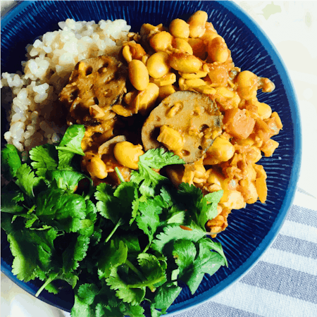 Vegan Real food/ Soybeans Curry with Detox tea