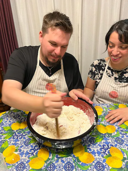 Homemade udon and tempura from scratch with dancing on the dough!
