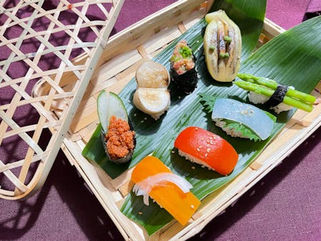 Vegetable sushi making