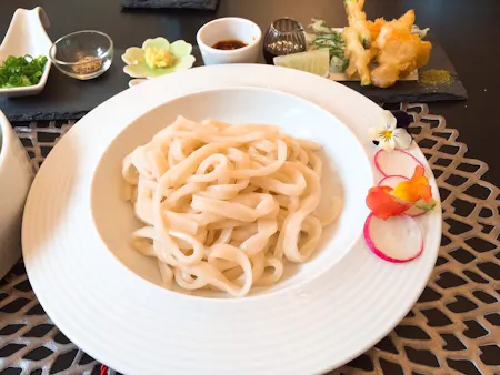 Hand-made udon noodle and Tempura
