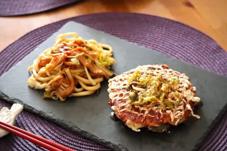 Make Veggie Okonomiyaki & Yaki-Udon & Matcha Pudding