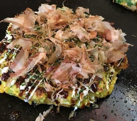 GOOD location:Okonomiyaki(Japanese pan cake)