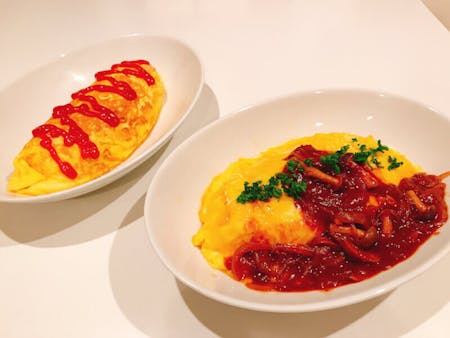 Fluffy Omurice (Omelette Rice) and Strawberry Daifuku