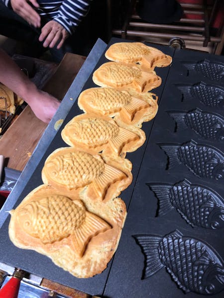 Taiyaki making experience (Fish shaped pancake sweets)