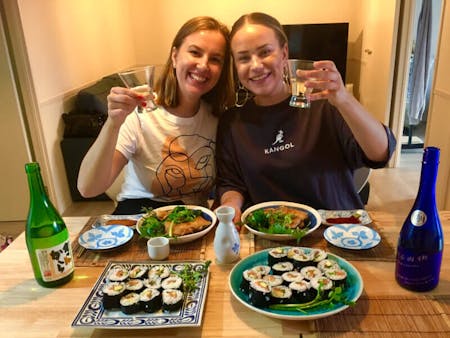 Homemade Sushi Rolls and Chicken Teriyaki
