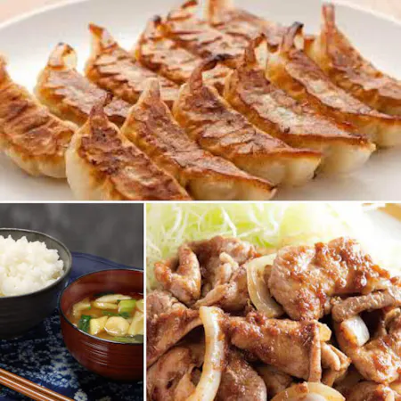 GYOZA and PORK GINGER (or Chicken Karaage)