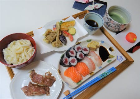 Handmade Udon ,Sushi（Wagyu Aburi Sushi/Nigiri Sushi/Maki Sushi),Tempura and Tea Ceremony(Matcha) in 3 hours