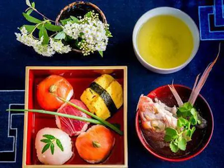 Sushi rolled into "mari" shape (traditional Japanese ball).
