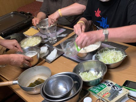 Okonomiyaki cooking for vegan and vegetarian