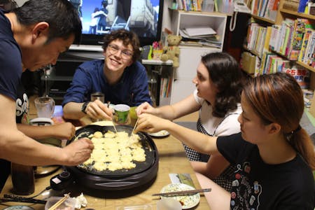 Homemade Takoyaki with Japanese family