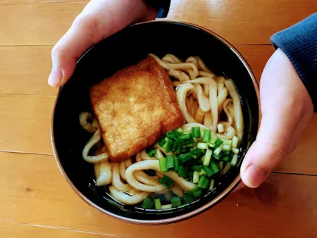 Hand made Udon and dashi-soup with dashi-sommelier in Tokushima Shikoku