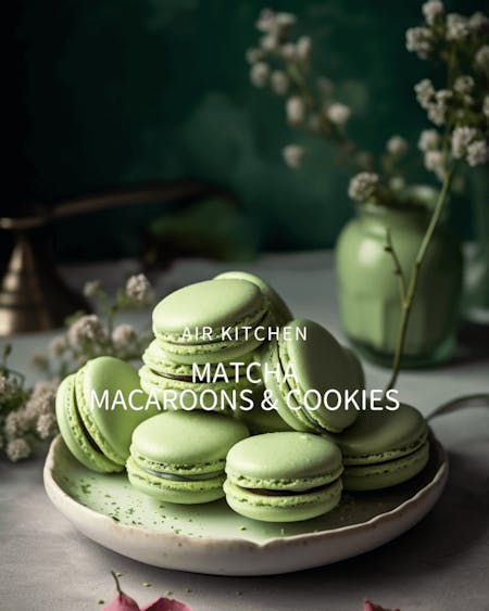 Matcha macarons and cookies with matcha