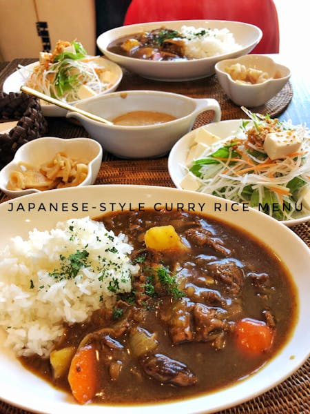 Japanese style curry and salad menu