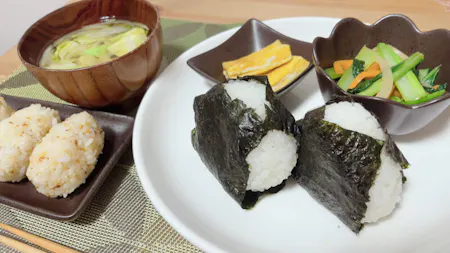 Japanese Onigiri Teisyoku /all Japanese standard meal / Sendai city