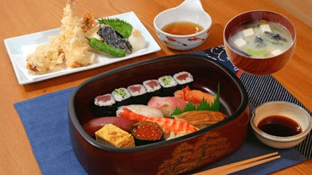  -Special 1- Sushi (Rolls,Hand shaped), Tempura, Miso Soup and Maccha