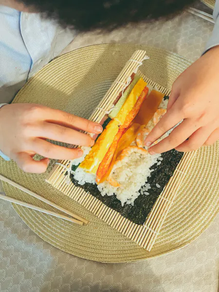 You can choose from Hiroshima, meat and potatoes, inari sushi, sushi rolls, and Japanese-style cabbage rolls.