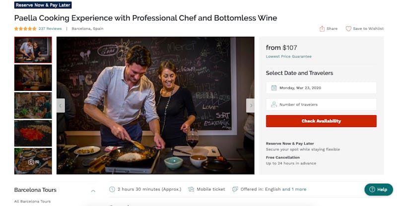Paella Cooking Experience with Professional Chef and Bottomless Wine