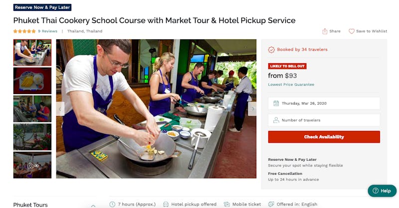 Phuket Thai Cookery School Course with Market Tour & Hotel Pickup Service