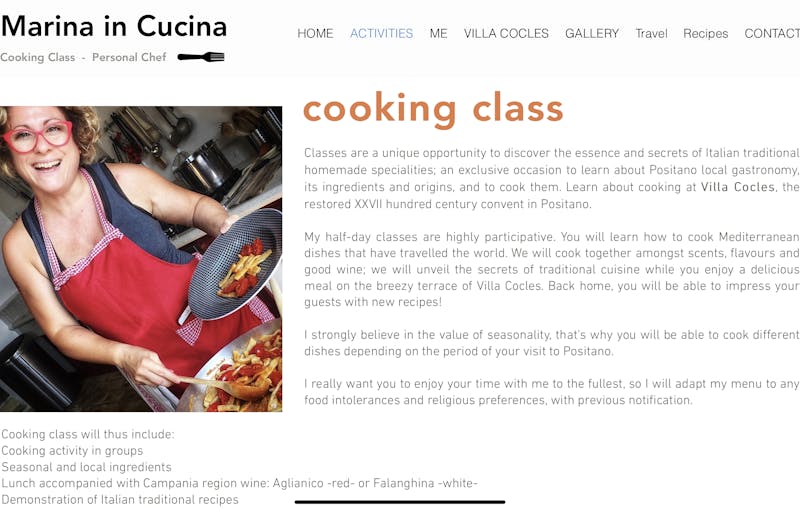 Marina in Cucina Cooking Class