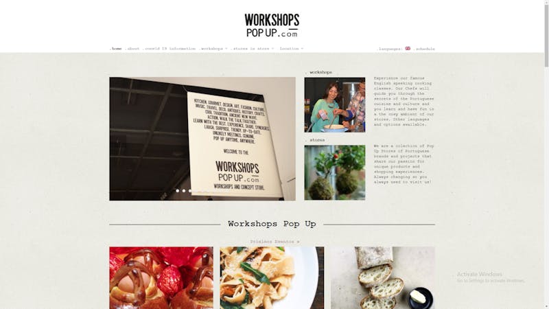 Pop Up Workshops Cooking Classes