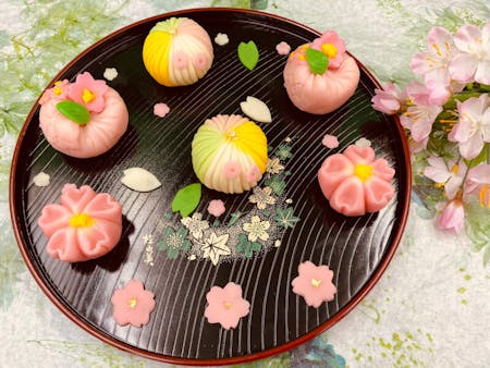 Making Japanese sweets Sakura wagashi (Nerikiri) 
and 
enjoy Matcha Experience