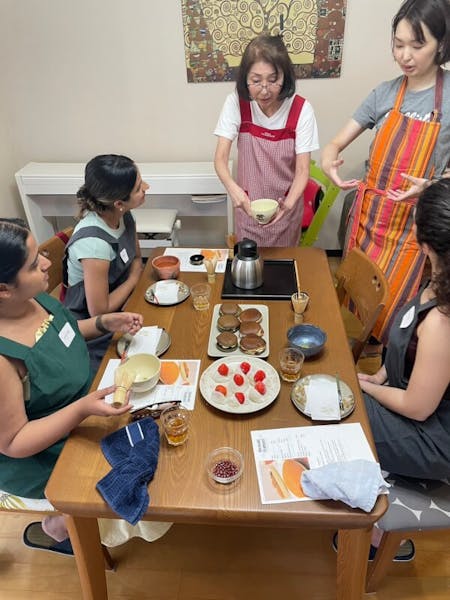 Fruit Daifuku,  Warabimochi and Dorayaki with Macha (casual style tea ceremony) !! Solo friendly 