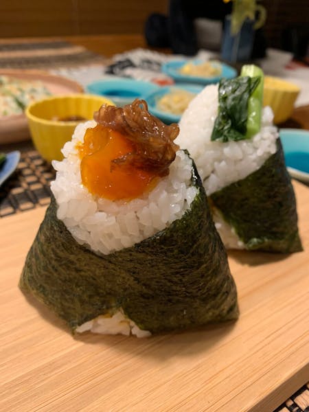 Choose your favorite fillings! Onigiri and Pork and Veggie Miso Soup