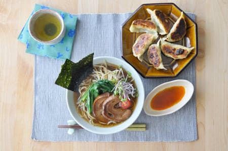 【 Vegan cooking】How about some vegan food before sightseeing at Osaka Castle?Ramen,Gyoza,Greentea,Sweets made by  patissier