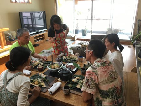 natural Japanese traditional foods and sweets and wild grassed tea
