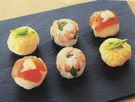 Homemade Temari-zushi (balled-shaped sushi)