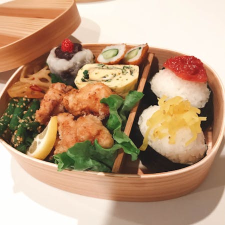 Kara-age and Onigiri Bento Box