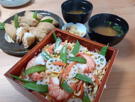 Let's cook Chirashi sushi and Inari sushi with Mummy in Kyoto!!